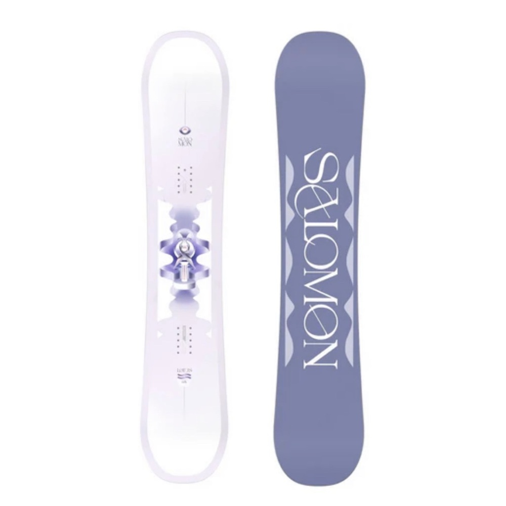 Salomon Purple and White Snowboard- Lotus Snowboard and bindings never used